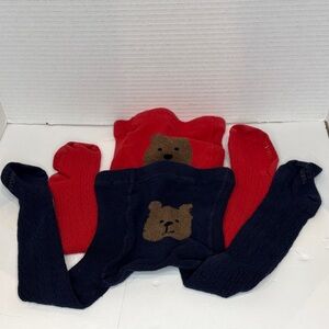 Baby GAP Red and Navy Cable Bear Tights size 2-3 years